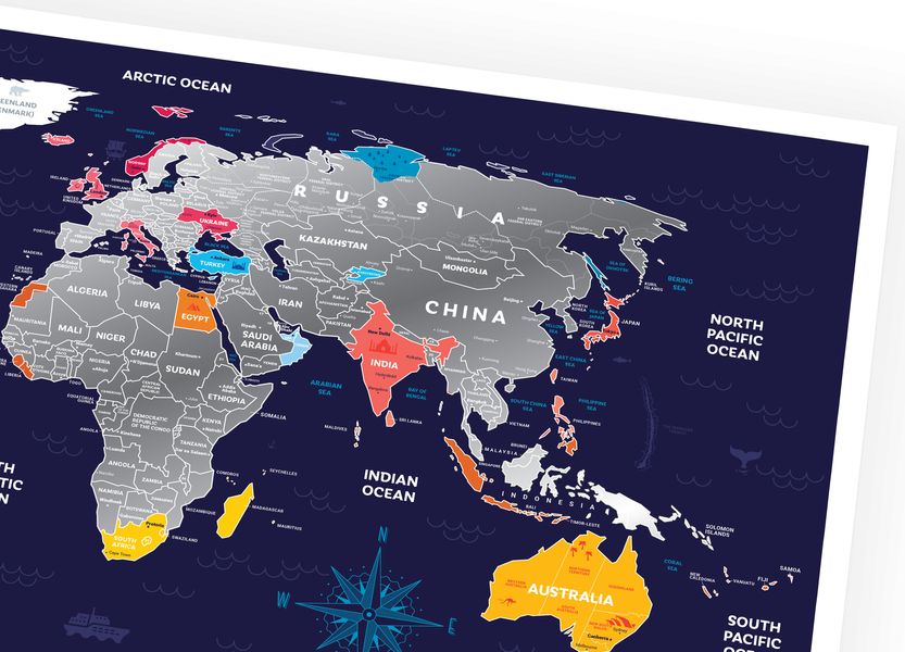 Скретч карта "Travel Map Holiday World" 1dia.me-HW фото