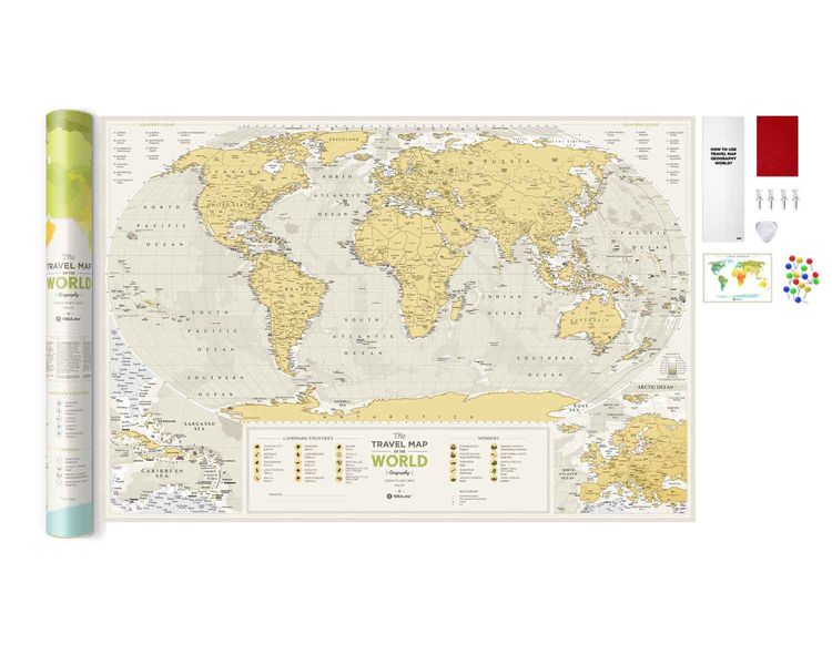 Скретч карта "Travel Map Geography World" 1dia.me-GEOW фото